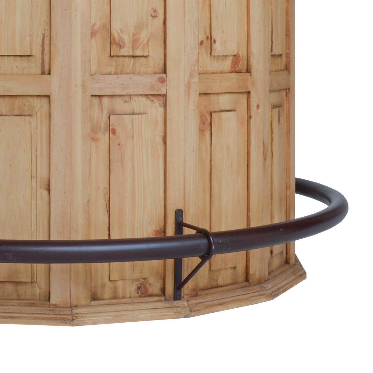 Curved Wooden Bar with a Foot Rail 63"x31"x42"