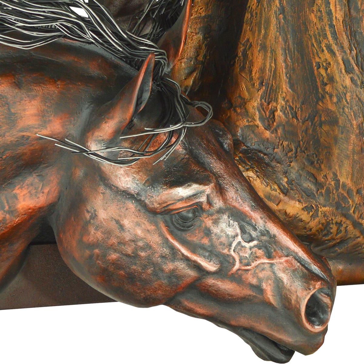 Wild Spirit Horses | Handcrafted Copper Wall Sculpture | Three Running Horses | 78" x 25" x 44"