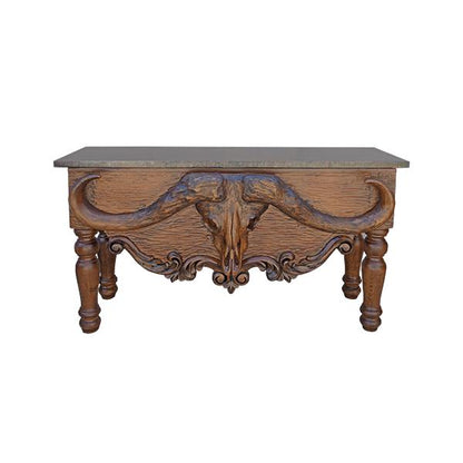 Hackberry Draw Copper Top- Cape Buffalo Hand Carved Skull Mount Console