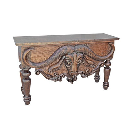 Falfurrias Basin Cape Buffalo,Hand Carved, Head Console