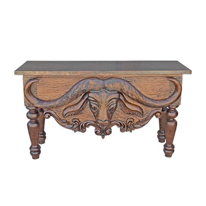 Falfurrias Basin Cape Buffalo,Hand Carved, Head Console