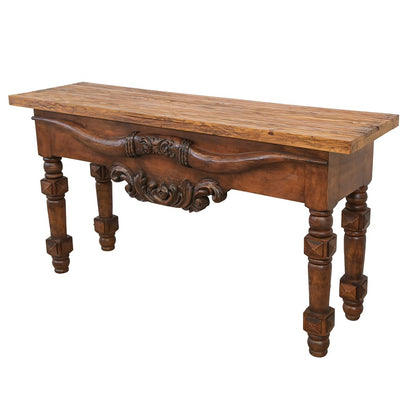 Dog Canyon Console With Longhorn Carving