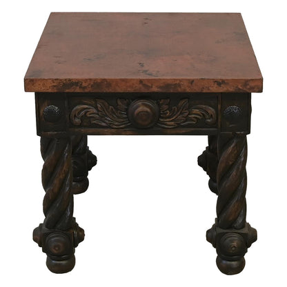 The Spaniards | Rustic Elegance Copper-Top End Tables (2-Pack) with Hand-Carved Bases