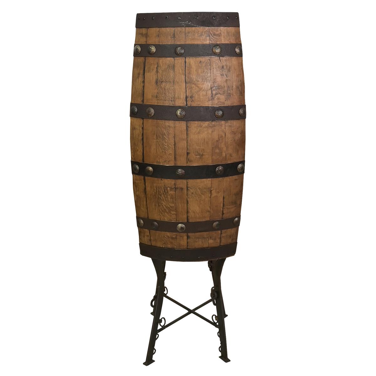 Fine as Wine | Half Barrel Wine Rack on Hand-Forged Steel Base | 22" W x 14" L x 48" H