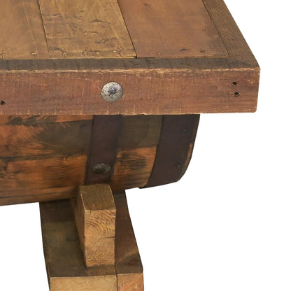Casual Table with Wine Barrel Wooden top and Half Tequila Barrel Support 54" W x 39" L x 16" H