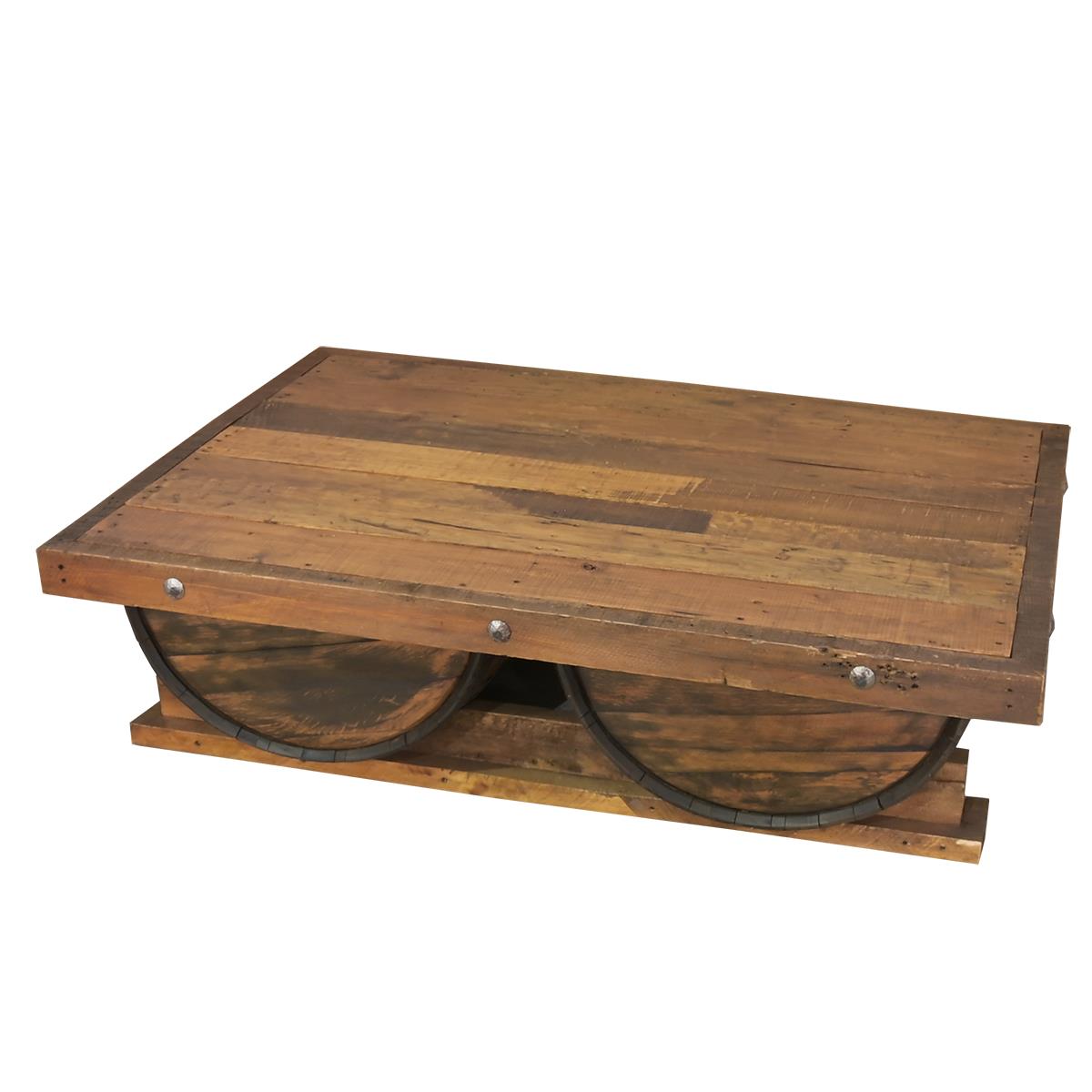 Casual Table with Wine Barrel Wooden top and Half Tequila Barrel Support 54" W x 39" L x 16" H