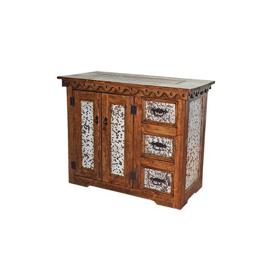 Stone Ridge White Tin Panels And Clavos Buffet / Credenza