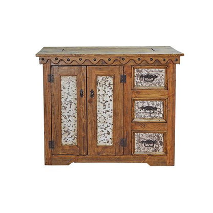 Stone Ridge White Tin Panels And Clavos Buffet / Credenza