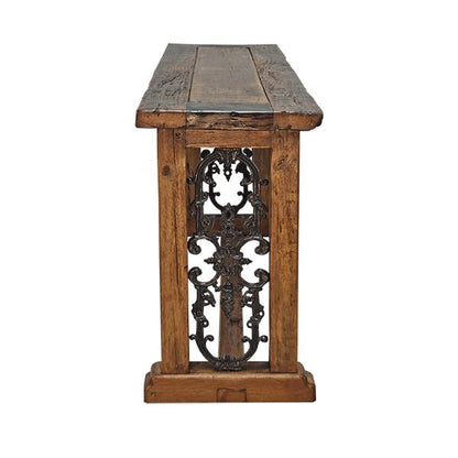 Moss Hill Reclaimed Timber Console With Cast Panel Sides