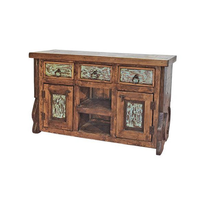 White Rock Hill Turquoise Tin Buffet With Yoke Legs