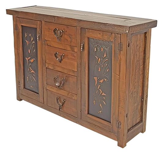 Beeville Basin Buffet With Hand Tooled Leather Door And Spur Pulls