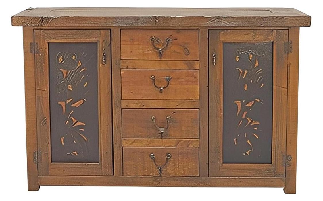 Beeville Basin Buffet With Hand Tooled Leather Door And Spur Pulls