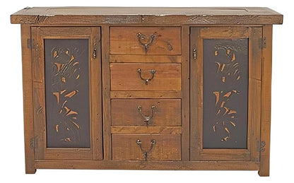 Beeville Basin Buffet With Hand Tooled Leather Door And Spur Pulls