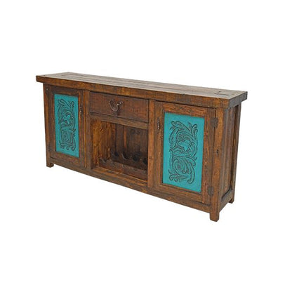 Valley Hill Turquoise Leather Door Buffet / Console