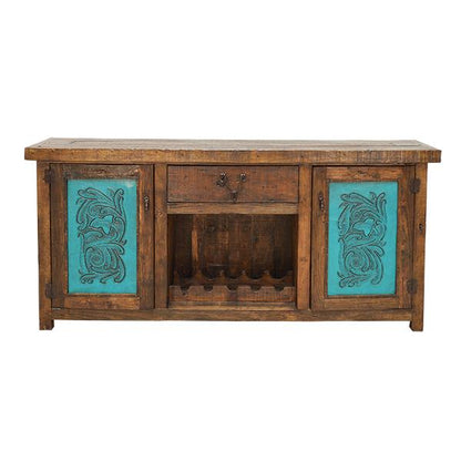 Valley Hill Turquoise Leather Door Buffet / Console