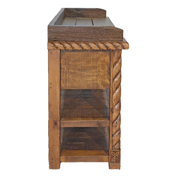Valley Canyon Hand-Carved Vanity Cabinet With Longhorn Handles