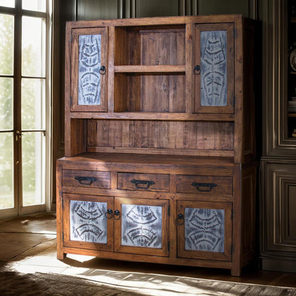 Silver Hill Tin Panel Farmhouse Hutch