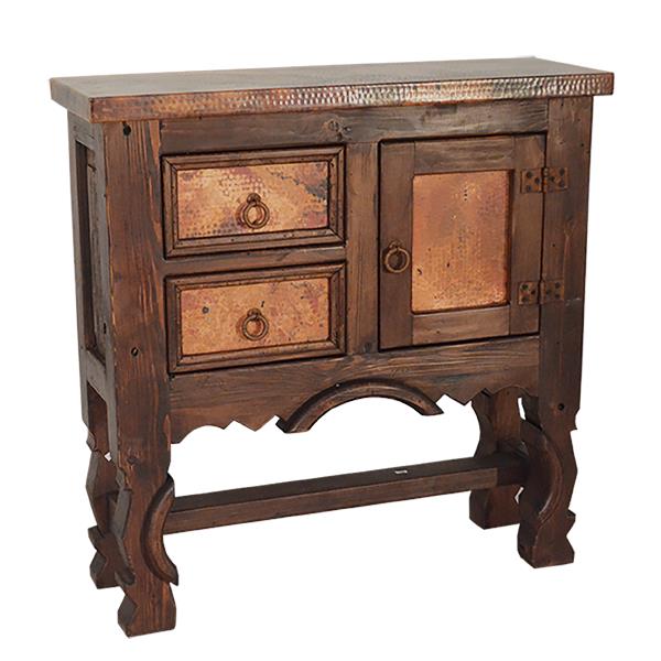 Antelope Butte Two Drawer One Door Yoke Leg Credenza / Console Table With Copper- Small
