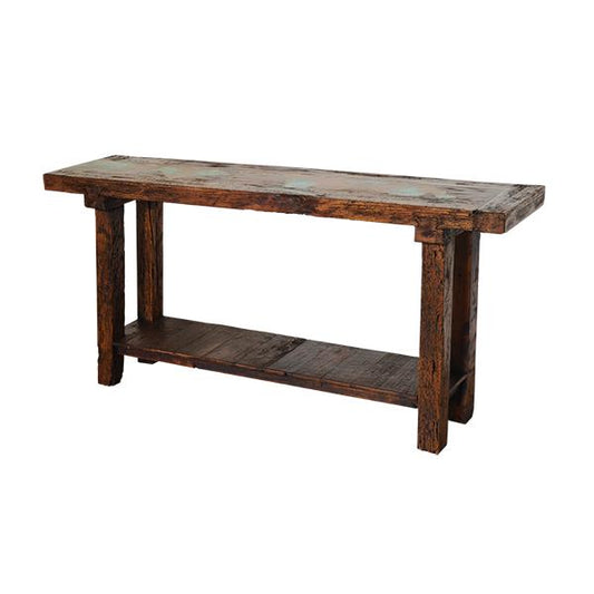 Eagle Canyon Console With Turquoise Copper Top, Two Levels