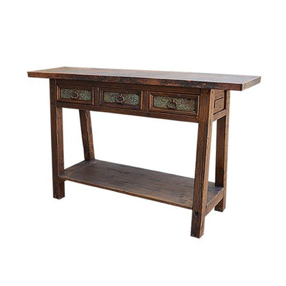 Barrel Mountain Two Level Credenza / Console Table With Copper Top And Drawers