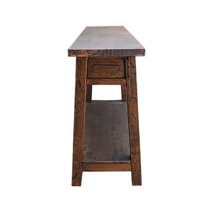 Barrel Mountain Two Level Credenza / Console Table With Copper Top And Drawers