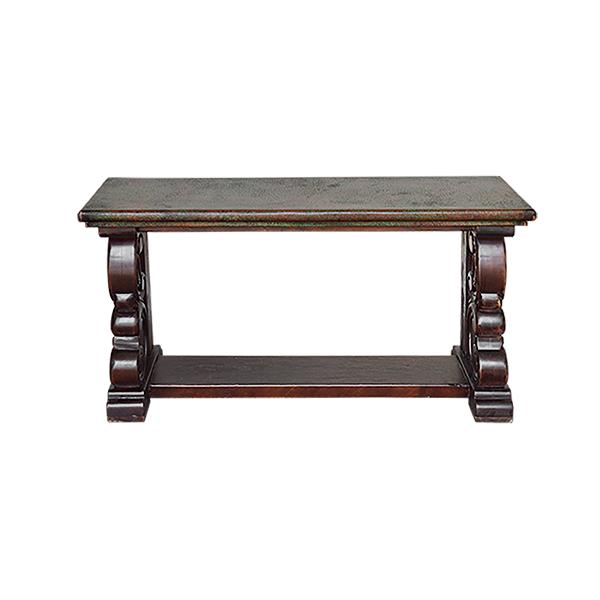 Limpia Canyon Credenza / Console Table With Handcarved Base Legs And Green Copper Top