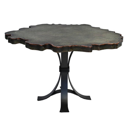 Natural Verde Round Cobre Dining Table | Handcrafted Green Copper Top & Iron Base