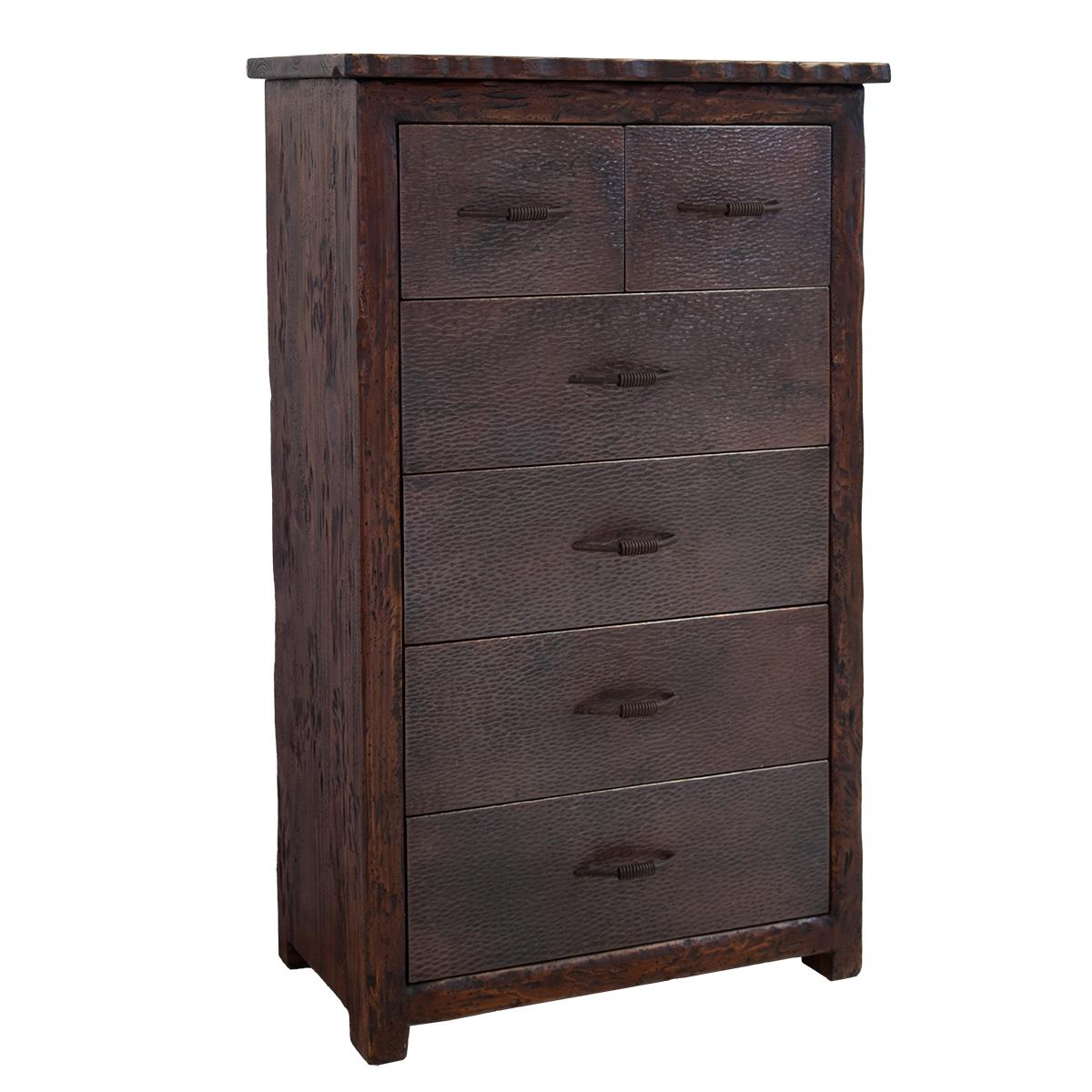 Sky Ridge Live Edge Copper Chest, 6-Drawers, Hand-Carved