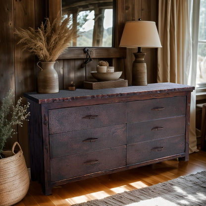 Sky Ridge Rustic Bedroom Set With Copper Live Edge Headboard & Footboard - Includes Full Service Delivery