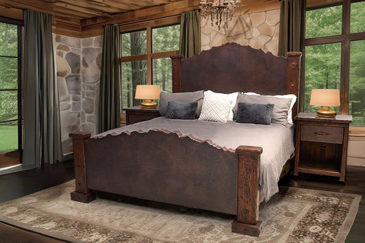 Sky Ridge Rustic Bedroom Set With Copper Live Edge Headboard & Footboard - Includes Full Service Delivery