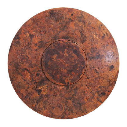 Granada Round Dining Table | Handcrafted Copper Top & Wooden Base | Revolving Server