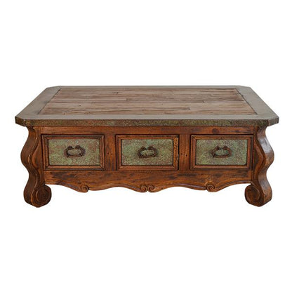 Verde Patina 6-Drawer Copper Coffee Table | 23 x 37 x 53