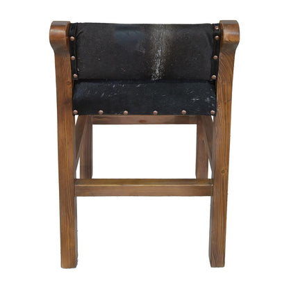 Dark Brown Acid Washed Cowhide Barstool with Low Back (2 or 3 Pack) Counter-Height