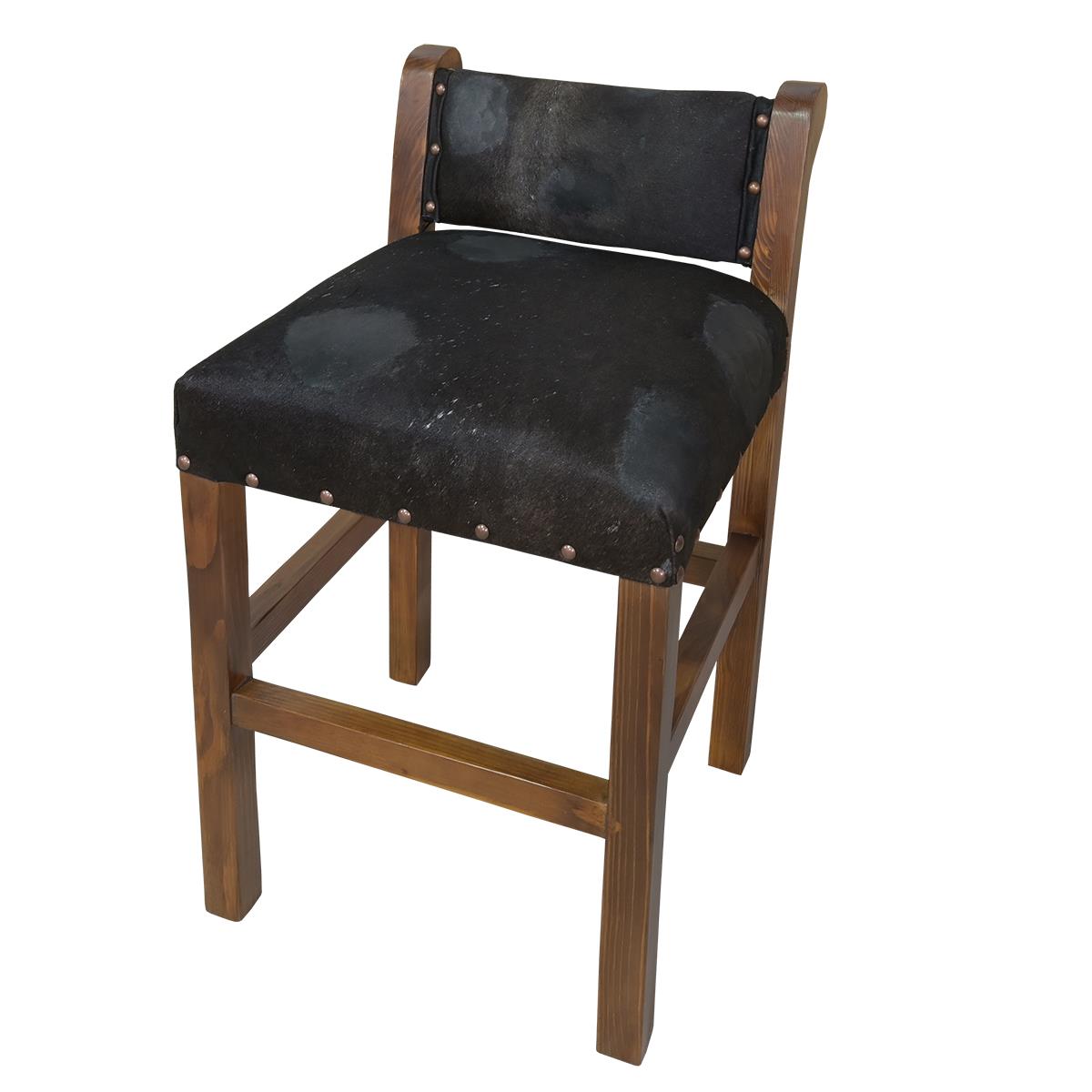 Dark Brown Acid Washed Cowhide Barstool with Low Back (2 or 3 Pack) Counter-Height