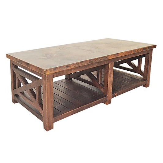 Serrano Copper Top Coffee Table with Wooden Frame