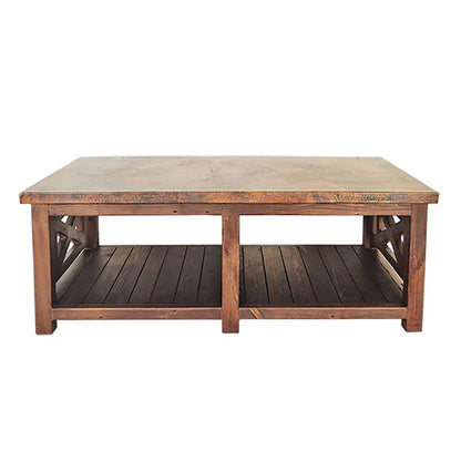 Serrano Copper Top Coffee Table with Wooden Frame
