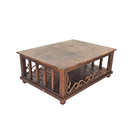 Sierra Forge Copper Top Coffee Table  Reclaimed Wood & Iron | 20 x 36 x 48