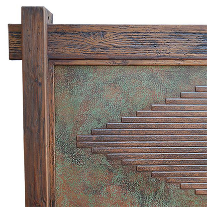WyldRidge Southwest Rustic Handcarved Wood Bed Walnut with Copper Inlay Panels - Includes Full Service Delivery