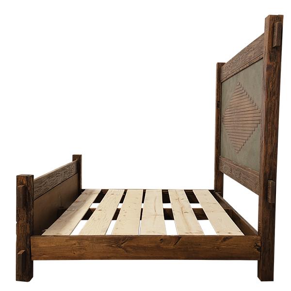 WyldRidge Southwest Rustic Handcarved Wood Bed Walnut with Copper Inlay Panels - Includes Full Service Delivery