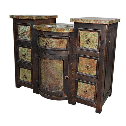 Pine Hill Six Drawer Green Copper Vanity