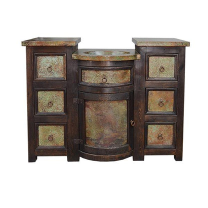 Pine Hill Six Drawer Green Copper Vanity