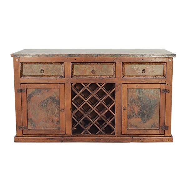 THE BLACKSMITHS BAR | VERDI-GRIS COPPER INSERTS, COPPER TOP, FORGED IRON, WINE RACK
