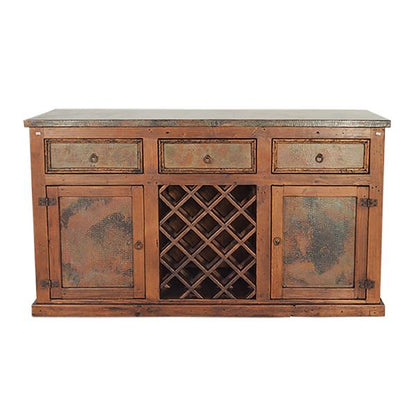 THE BLACKSMITHS BAR | VERDI-GRIS COPPER INSERTS, COPPER TOP, FORGED IRON, WINE RACK