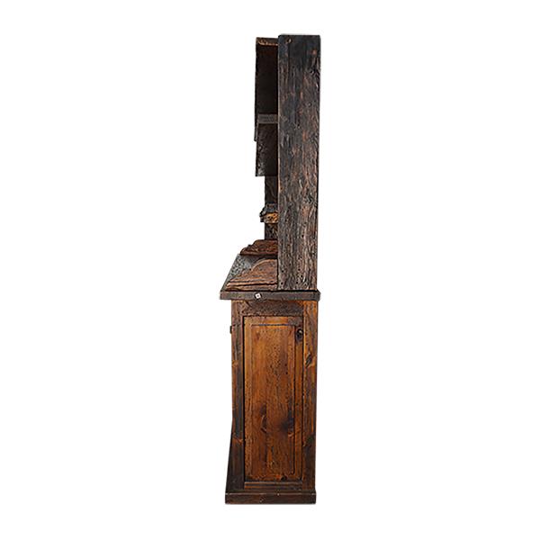 Old West Rustic Bar Hutch with Wine Glass Storage & Display Shelves