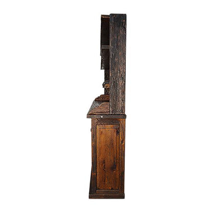 Old West Rustic Bar Hutch with Wine Glass Storage & Display Shelves