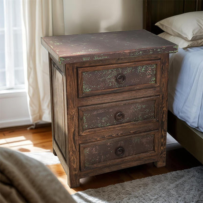 Durango Southwestern Rustic Bedroom Set with Walnut Hand-Carved Wood & Copper Panels - Includes Full Service Delivery