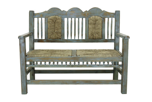 West Hill Turquoise Palm Bench