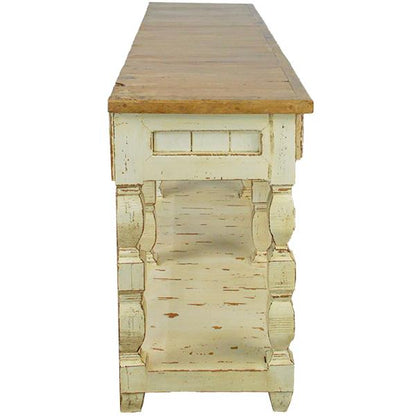 Saddleback Mountain Three Drawer Credenza / Console Table Longhorn Pulls