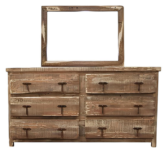 Crane Basin Antique White 6 Drawer Dresser - Optional Mirror