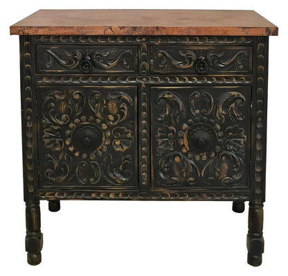 Eagle Basin Utility Cabinet With Two Drawers And Two Doors, Copper Top